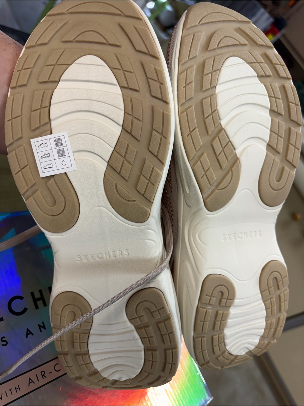 Skechers Taupe Knit Slip-On Athletic Sneakers with Sparkle - Picture 7 of 7